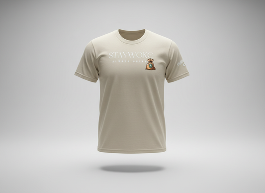 Stay Woke  Tee ( beige cream  )