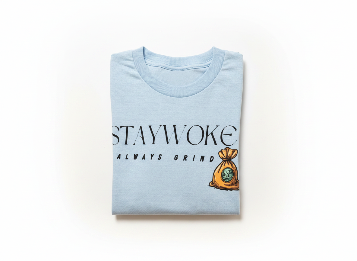 Stay Woke  Tee ( Baby Blue )